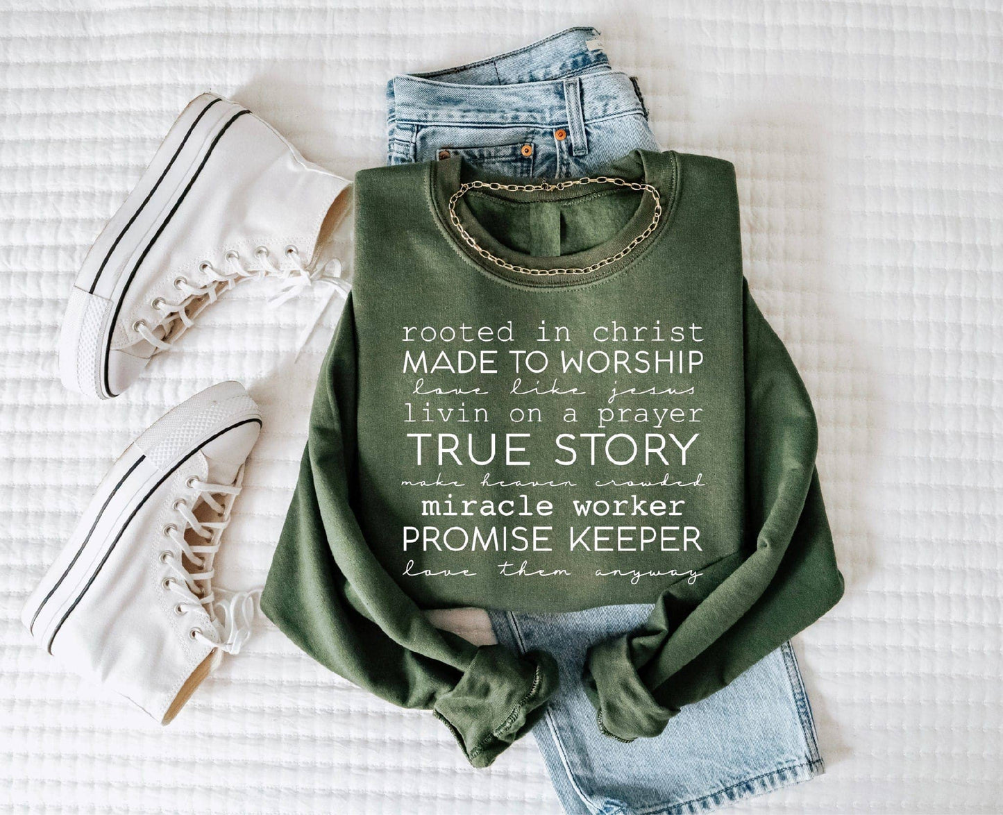 Christian Rooted in Christ Green Women's Graphic Sweatshirt Unisex T-shirt, Sweatshirt, Hoodie, Long Sleeve Tee - T-Shirt, Sweatshirt, Hoodie