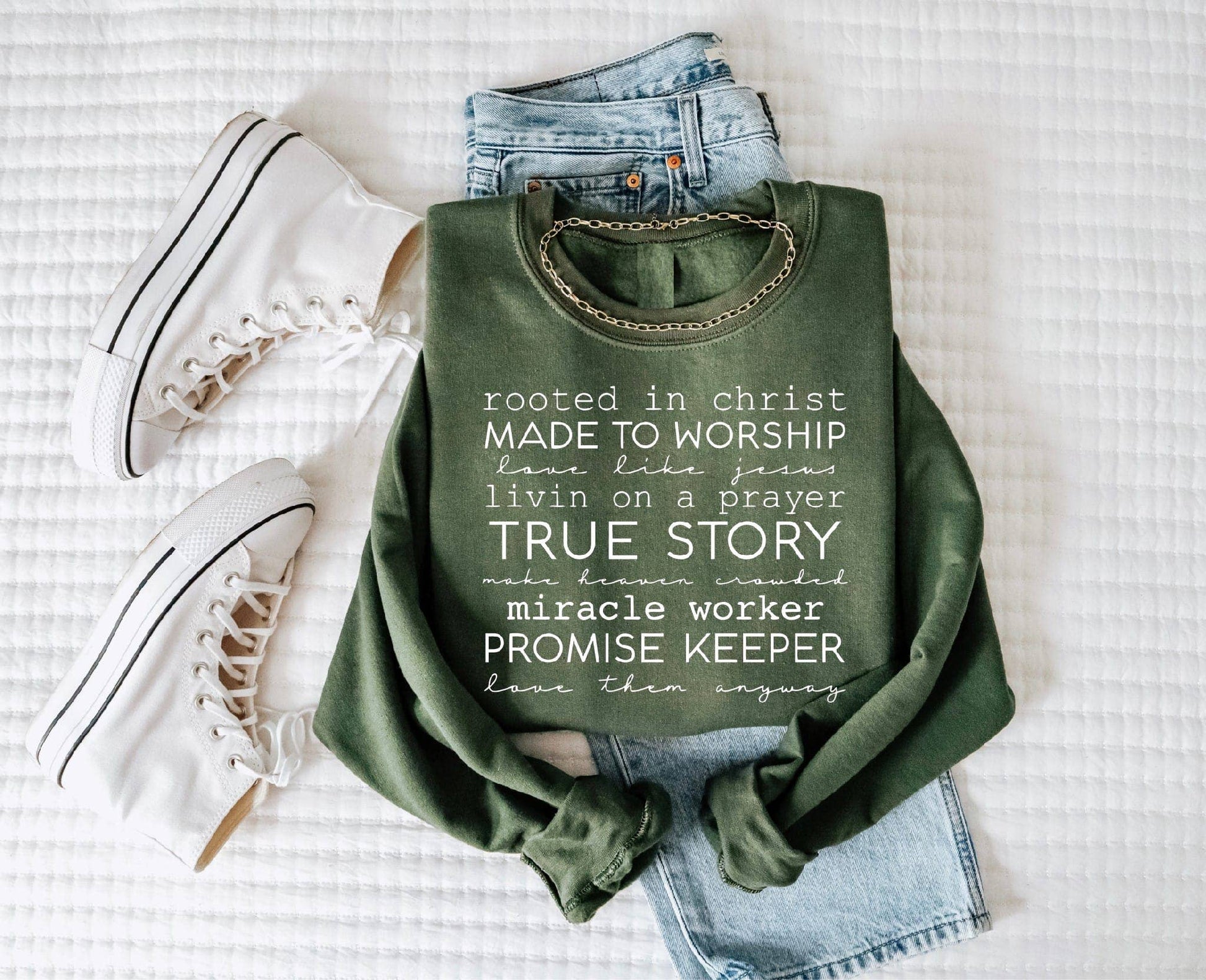 Christian Rooted in Christ Green Women's Graphic Sweatshirt Unisex T-shirt, Sweatshirt, Hoodie, Long Sleeve Tee - T-Shirt, Sweatshirt, Hoodie
