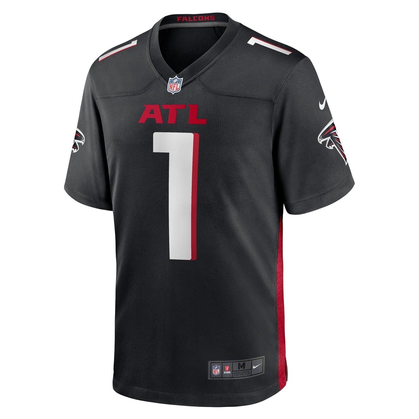 Number 1 Groom Atlanta Falcons Game Jersey - Black football jersey product view 2