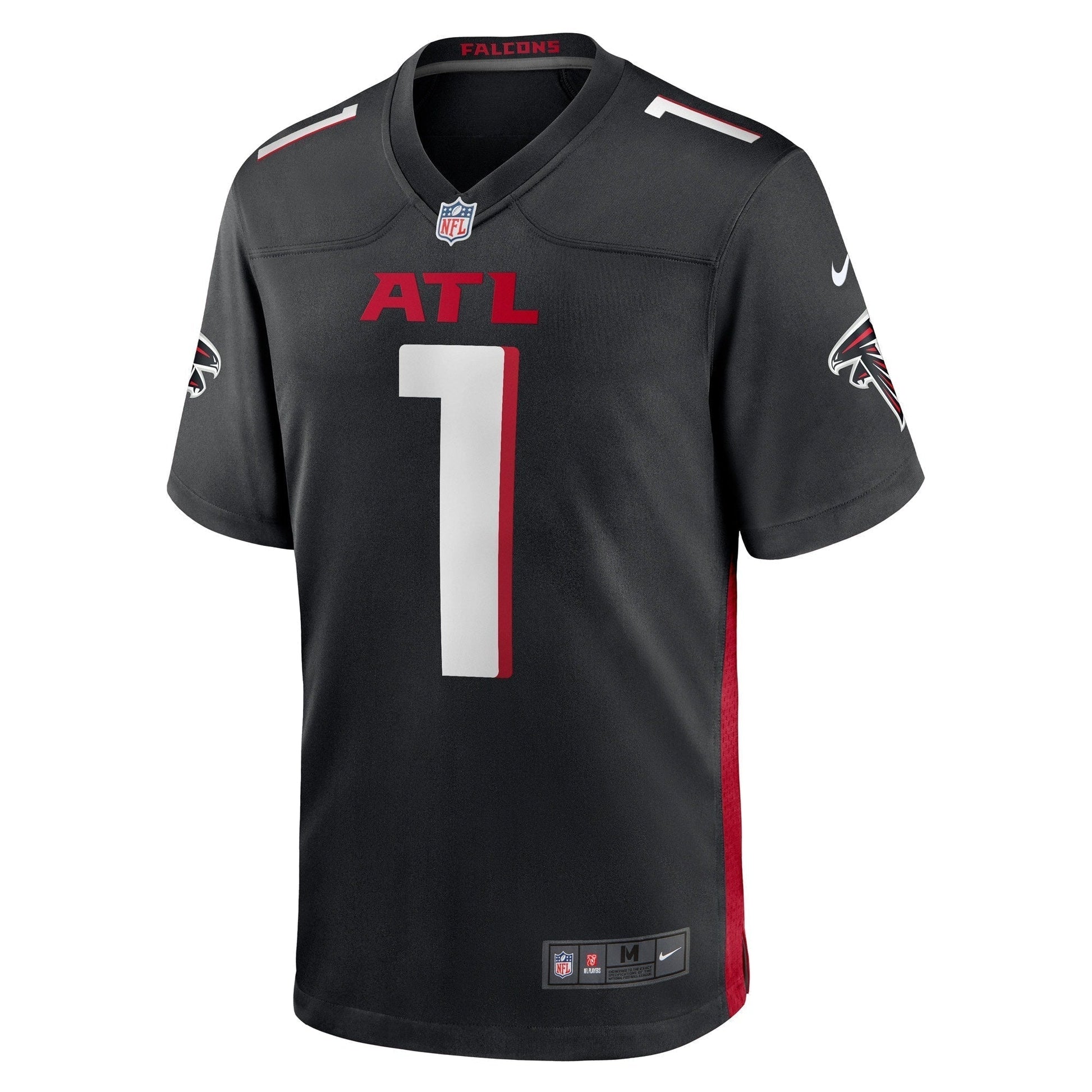 Number 1 Groom Atlanta Falcons Game Jersey - Black football jersey product view 2