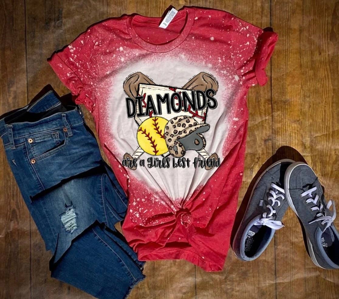 Bleached Tee Diamonds Are A GirlS Best Friend - Softball Unisex T-shirt, Sweatshirt, Hoodie, Long Sleeve Tee - T-Shirt, Sweatshirt, Hoodie