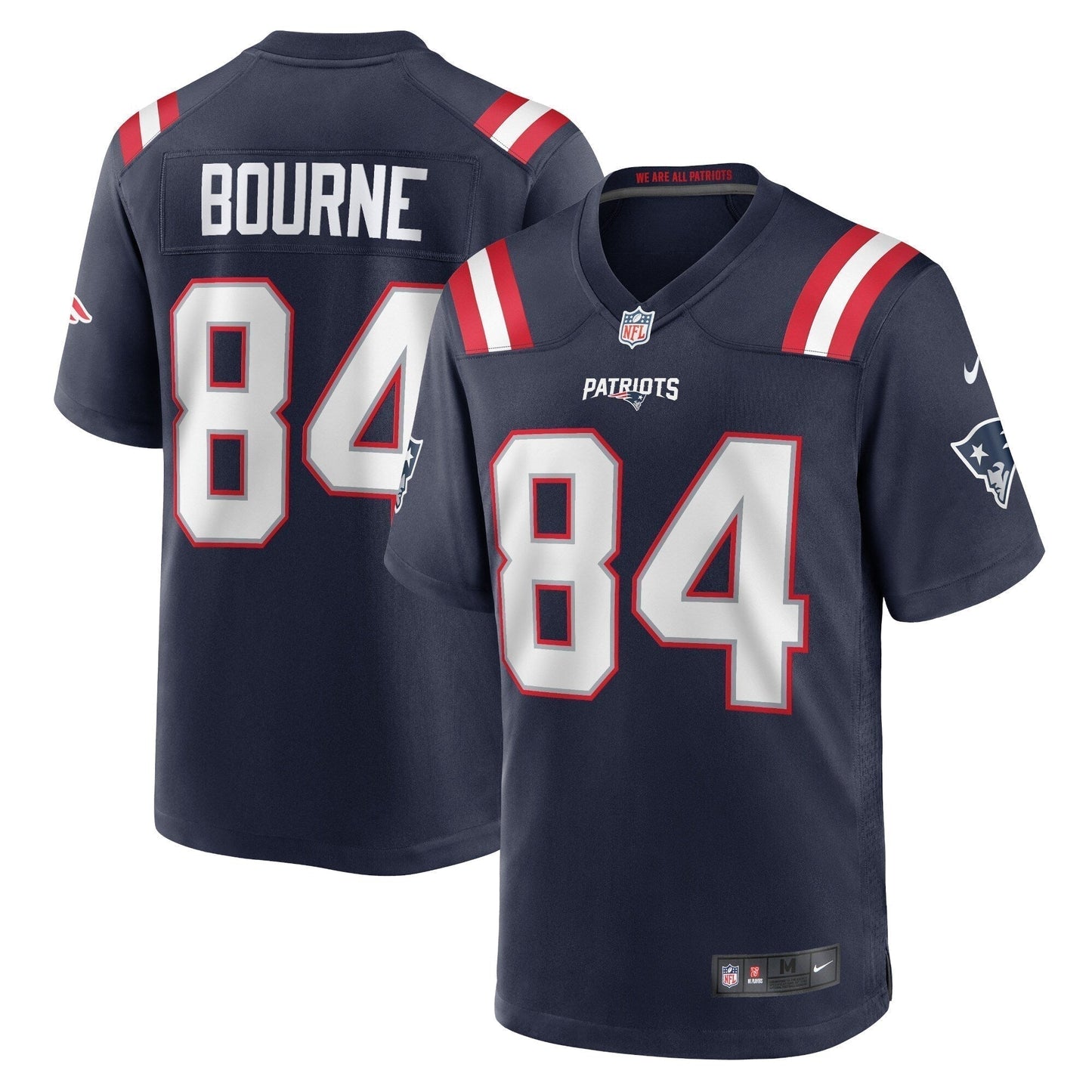 Kendrick Bourne New England Patriots Game Jersey - Navy football jersey product view 1