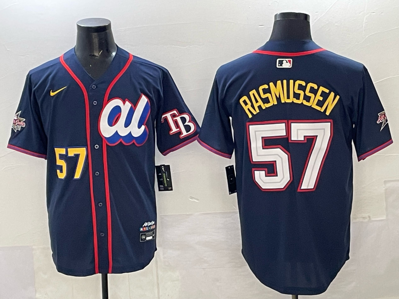 Men's American League Drew Rasmussen Navy 2025 All-Star Edition Limited Player Jersey baseball jersey product view 1