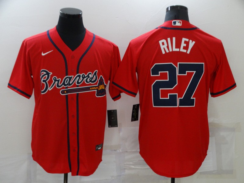 Men's Atlanta Braves Austin Riley #27 Red Replica Player Jersey baseball jersey product view 1
