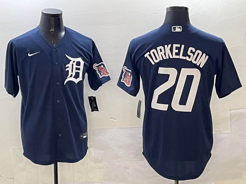 Men's Detroit Tigers Spencer Torkelson #20 Navy Replica Player Jersey baseball jersey product view 1