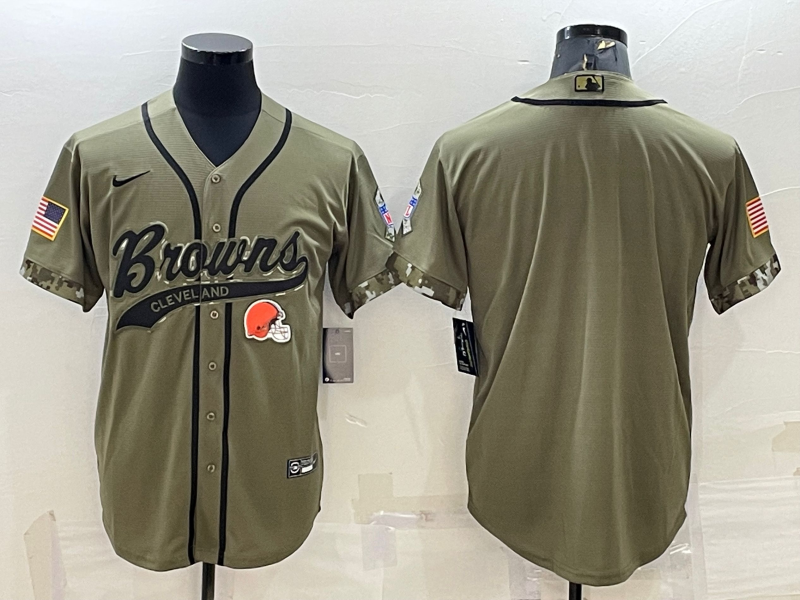 Men's Cleveland Browns Olive 2021 Salute To Service Limited Player Blank Jersey1 football jersey product view 1