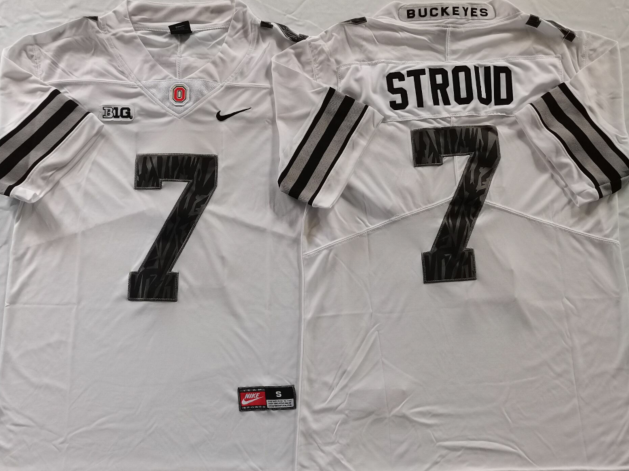 Men's Ohio State Buckeyes C.J. Stroud White Player Game Jersey sports jersey product view 1