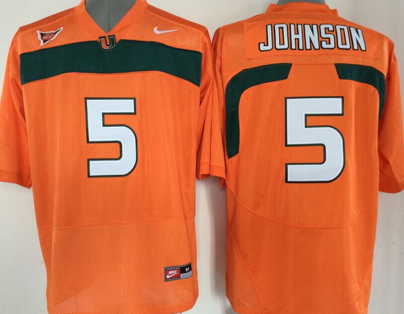 Men's Miami Hurricanes Andre Johnson #5 Orange Team Football Jersey football jersey product view 1