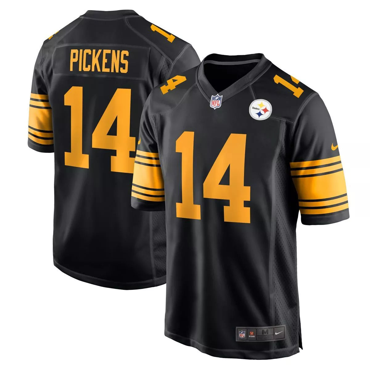Pittsburgh Steelers George Pickens #14 Black Color Rush NFL Game Jersey football jersey product view 1