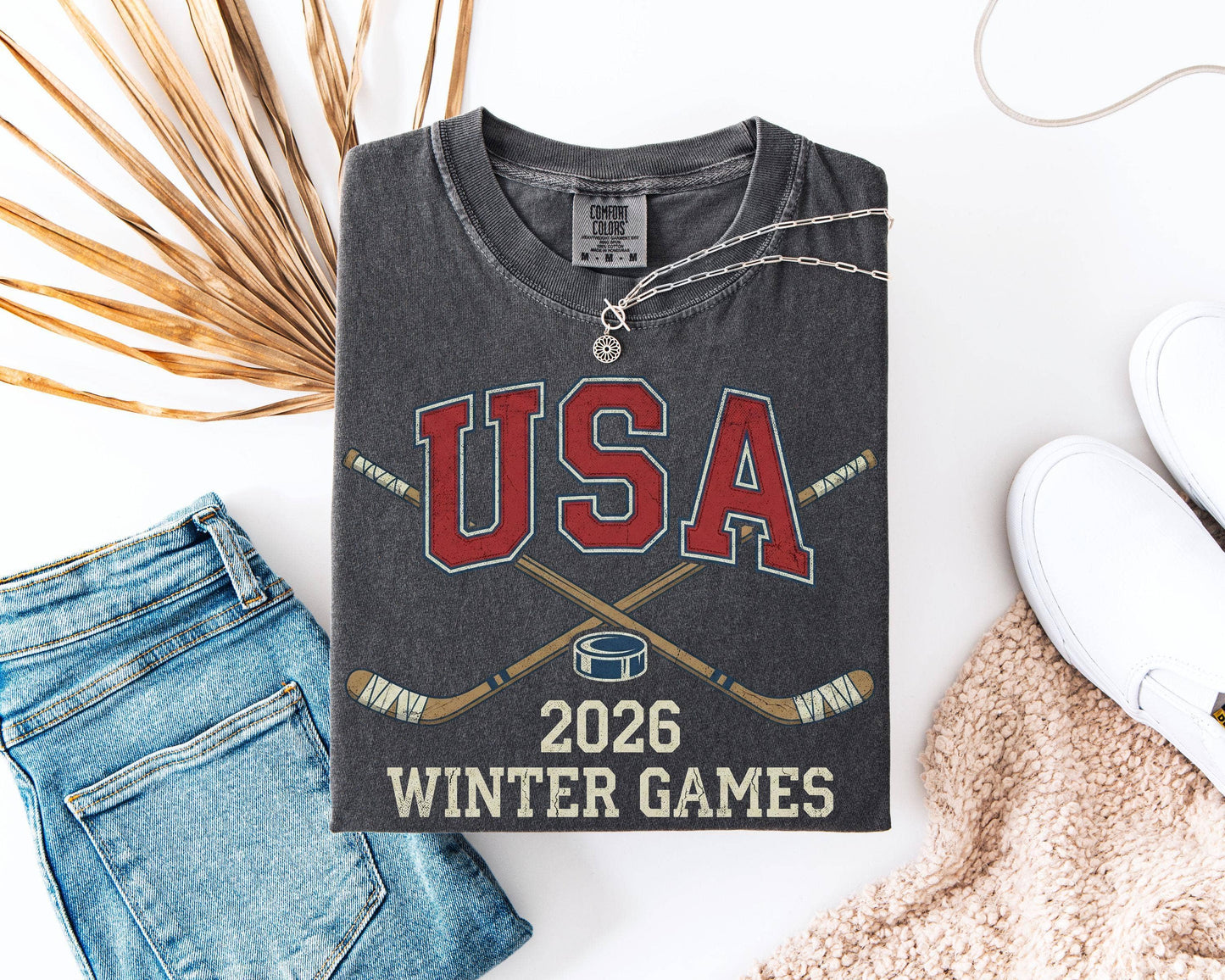 Vintage USA Hockey Shirt 2026 Winter Games Retro Unisex T-shirt, Sweatshirt, Hoodie, Long Sleeve Tee - T-Shirt, Sweatshirt, Hoodie