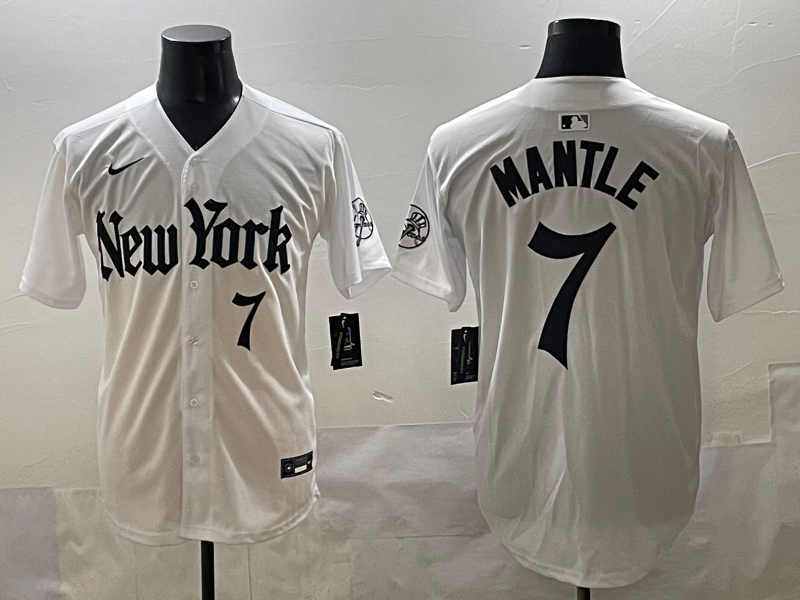 Men's New York Yankees Mickey Mantle #7 White Alternate Limited Player Jersey baseball jersey product view 1