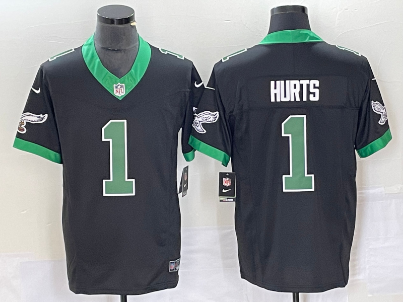 Men's Philadelphia Eagles Jalen Hurts Black Player Game Jersey football jersey product view 1