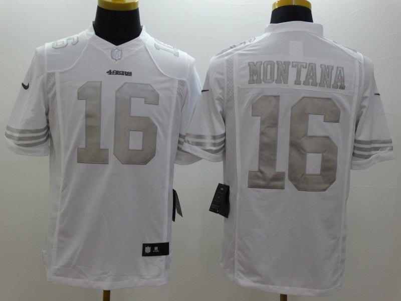Men's San Francisco 49ers Joe Montana #16 White Stitched Game Jersey1 football jersey product view 1