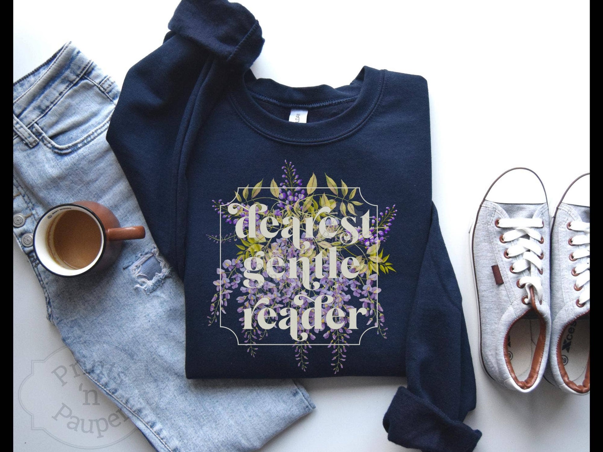 Wisteria Floral Longsleeved Unisex Sweatshirt Unisex T-shirt, Sweatshirt, Hoodie, Long Sleeve Tee - T-Shirt, Sweatshirt, Hoodie