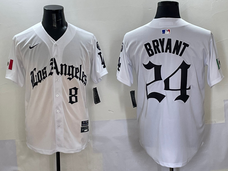 Men's Los Angeles Dodgers Kobe Bryant #8-24 White Player Game Jersey basketball jersey product view 1