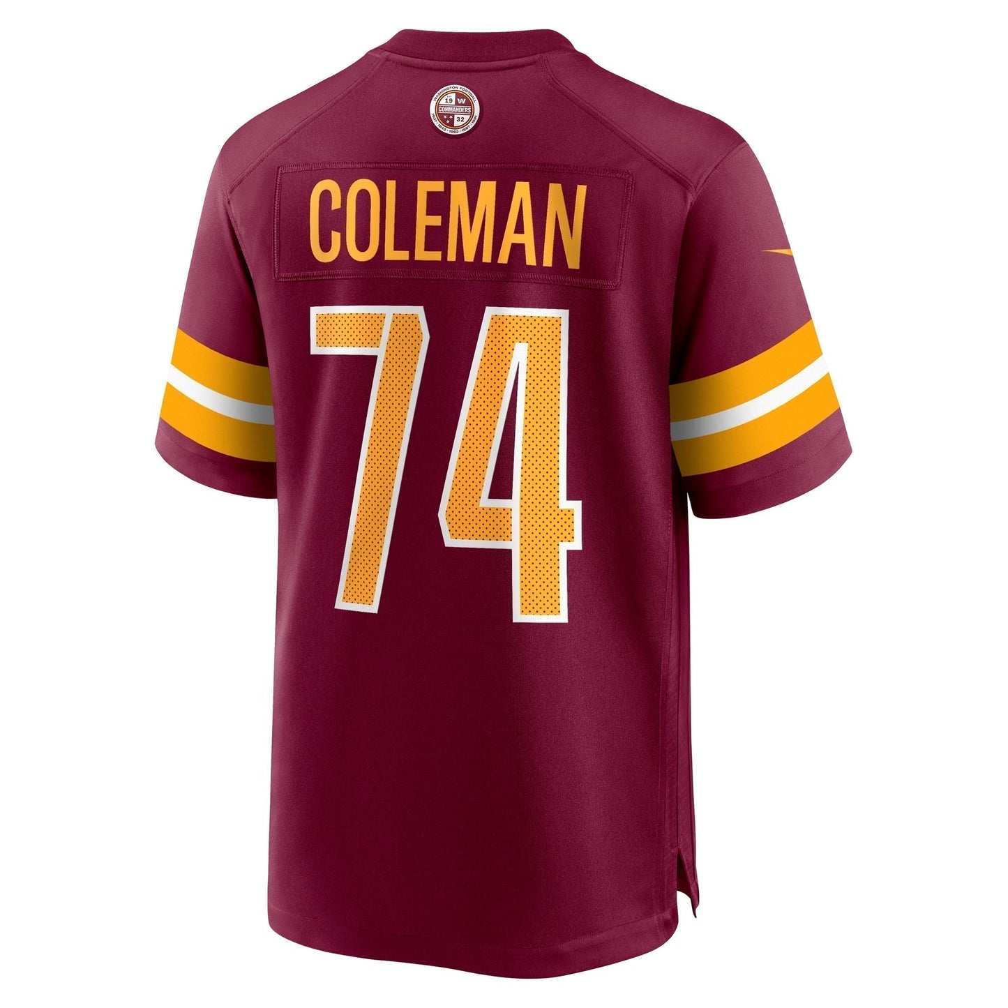 Brandon Coleman Washington Commanders Game Jersey - Burgundy football jersey product view 3