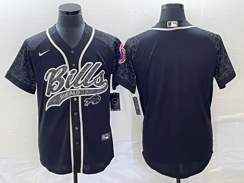 Men's Buffalo Bills Black RFLCTV Limited Blank Jersey football jersey product view 1