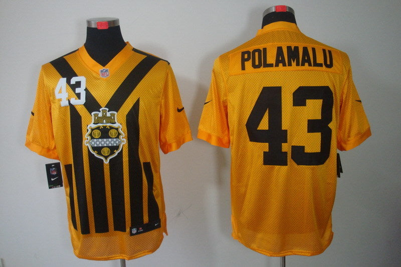 Men's Pittsburgh Steelers Troy Polamalu #43 Gold Game Jersey1 football jersey product view 1