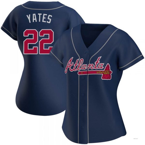 Atlanta Braves #22 Kirby Yates Navy Alternate Jersey Stitches Baseball Jerseys baseball jersey product view 1