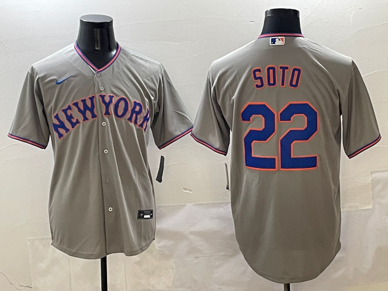 Men's New York Mets Juan Soto #22 Gray Replica Player Jersey1 baseball jersey product view 1
