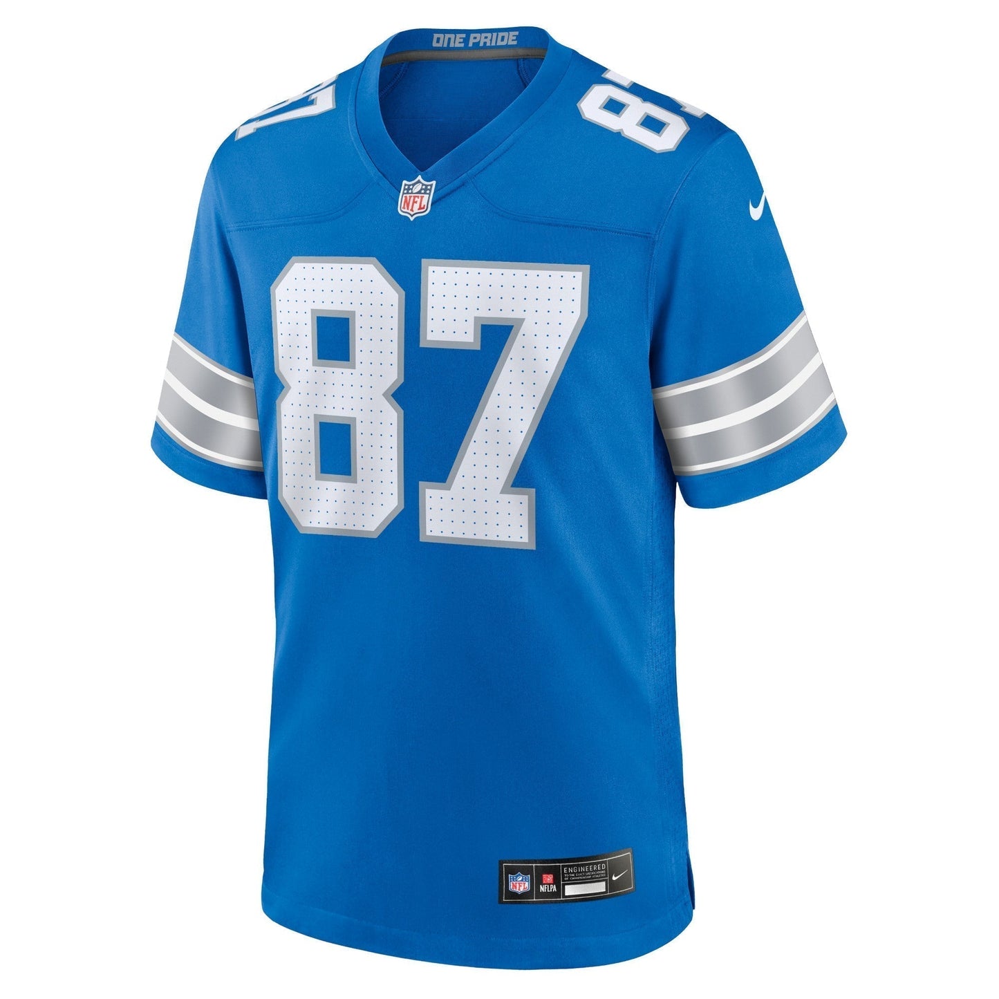 Sam LaPorta Detroit Lions Game Jersey - Blue football jersey product view 2