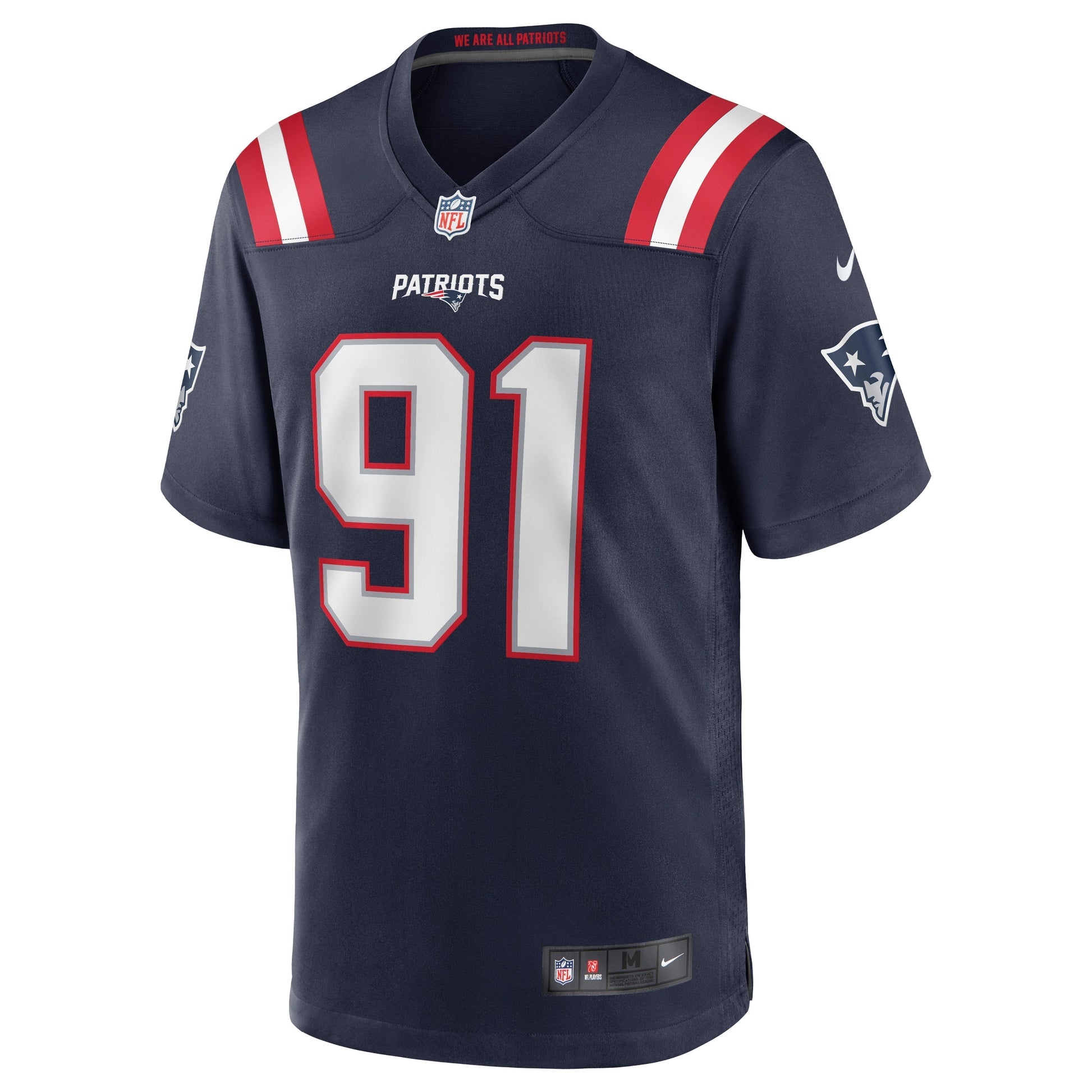 Deatrich Wise Jr. New England Patriots Game Jersey - Navy football jersey product view 2