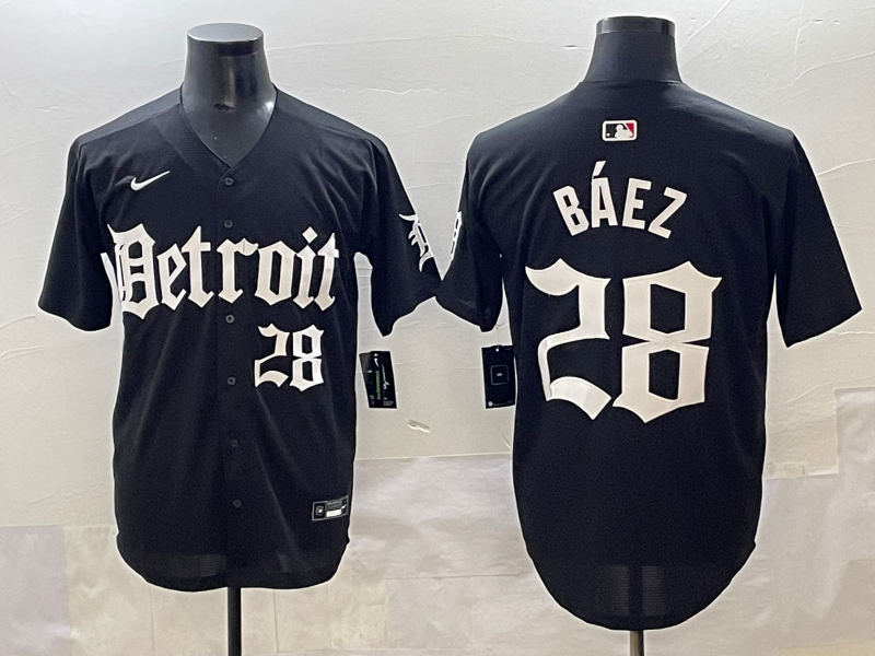 Men's Detroit Tigers Javier Baez Black Player Jersey baseball jersey product view 1