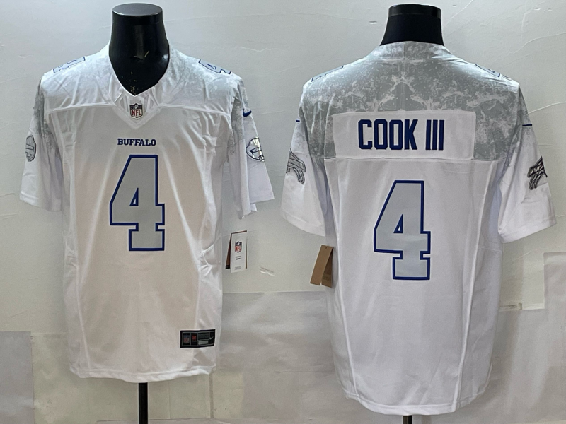 Men's Buffalo Bills James Cook III #4 White 2025 Rivalries Collection Limited Jersey football jersey product view 1