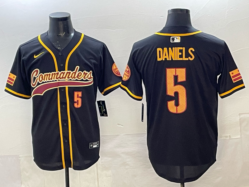 Men's Washington Commanders Jayden Daniels Black Team Game Jersey football jersey product view 1