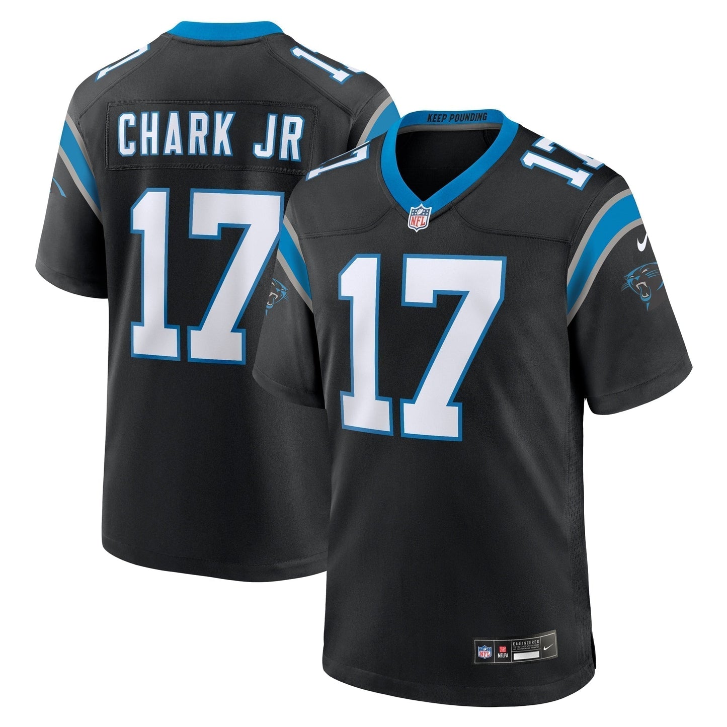 DJ Chark Jr. Carolina Panthers Game Jersey - Black football jersey product view 1