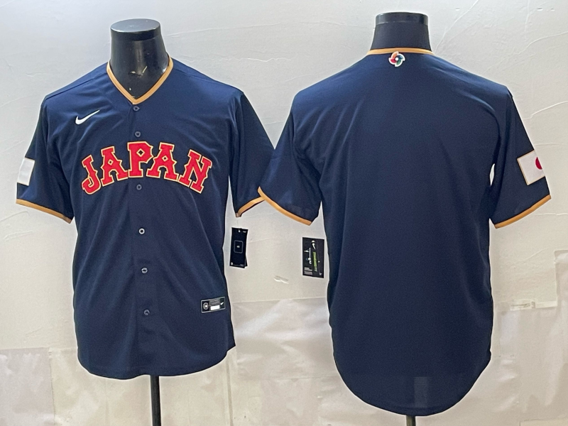 Men's Japan Baseball Navy 2026 World Baseball Classic Stadium Jersey baseball jersey product view 1