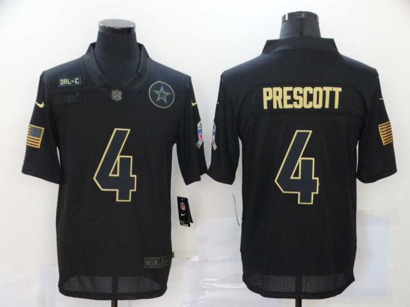 Men's Dallas Cowboys Dak Prescott Black 2020 Salute To Service Limited Jersey1 football jersey product view 1