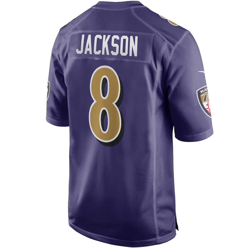 B.Ravens #8 Lamar Jackson Purple Alternate Game Jersey football jersey product view 1