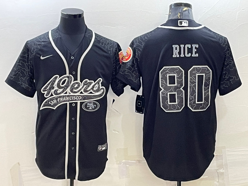 Men's San Francisco 49ers Jerry Rice Black Retired Player RFLCTV Limited Jersey Joint Edition football jersey product view 1
