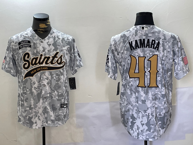 Men's New Orleans Saints Alvin Kamara Arctic Camo 2024 Salute to Service Player Jersey football jersey product view 1