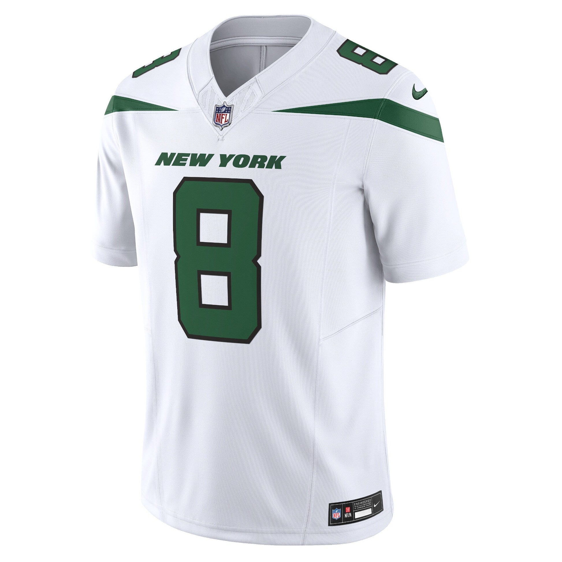Aaron Rodgers New York Jets Vapor F.U.S.E. Limited Jersey - Spotlight White football jersey product view 2