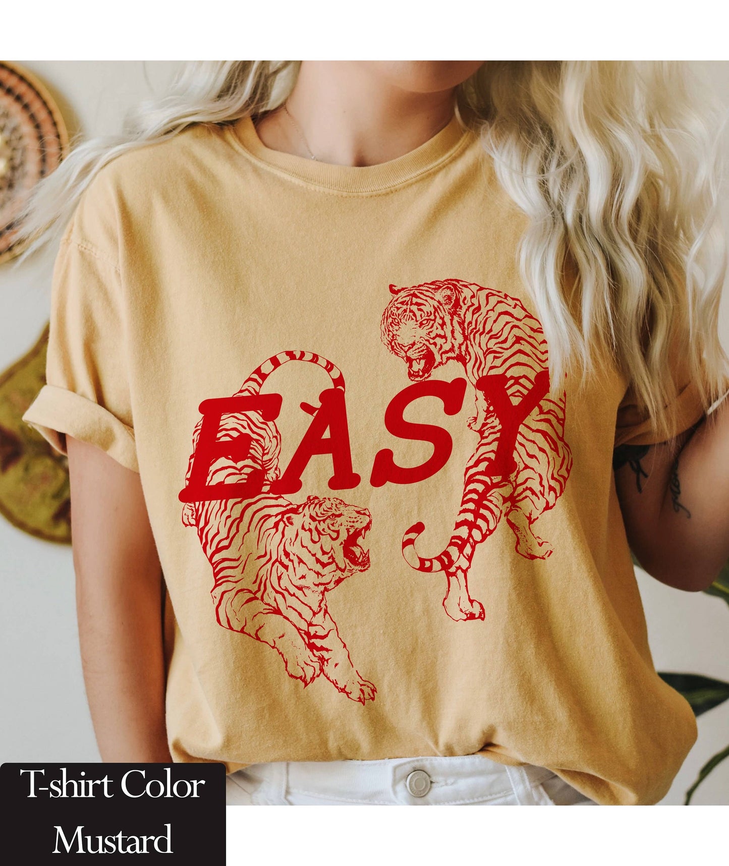 Easy Tiger Tee  Vintage Inspired Retro Festival Shirt Unisex T-shirt, Sweatshirt, Hoodie, Long Sleeve Tee - T-Shirt, Sweatshirt, Hoodie