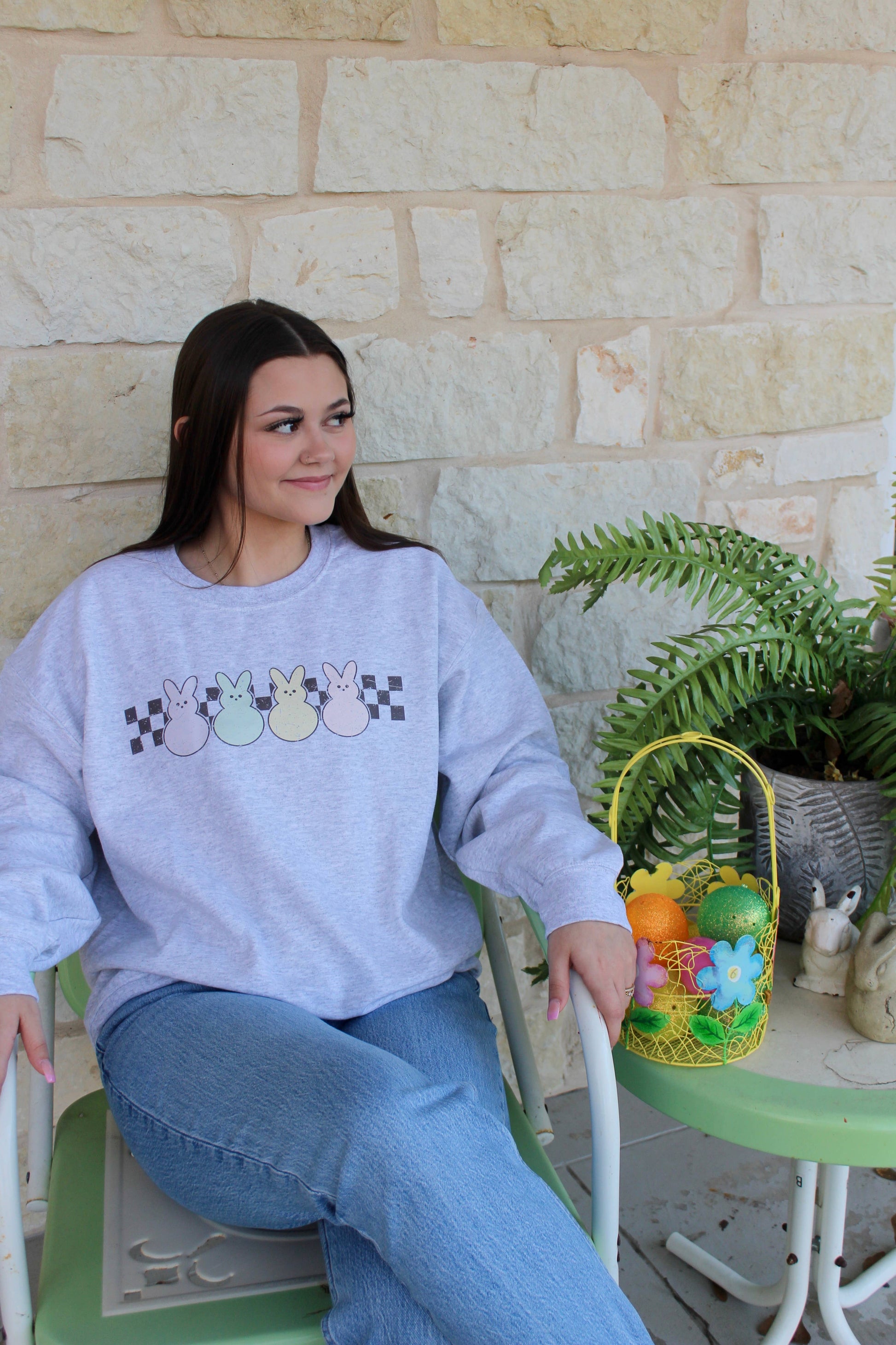 Retro Checkered Peeps Graphic Sweater Unisex T-shirt, Sweatshirt, Hoodie, Long Sleeve Tee - T-Shirt, Sweatshirt, Hoodie