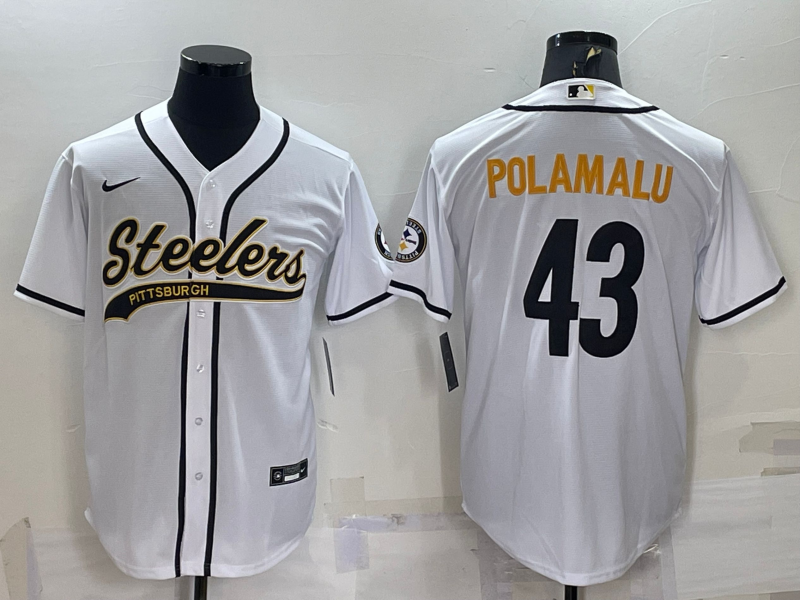 Men's Pittsburgh Steelers Troy Polamalu White Player Jersey football jersey product view 1