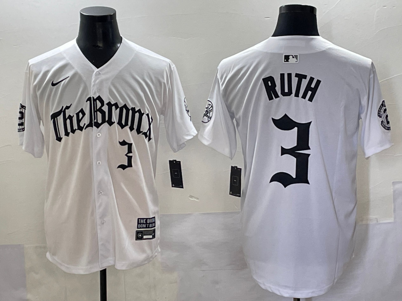 Men's New York Yankees Babe Ruth #3 White Alternate Limited Jersey baseball jersey product view 1