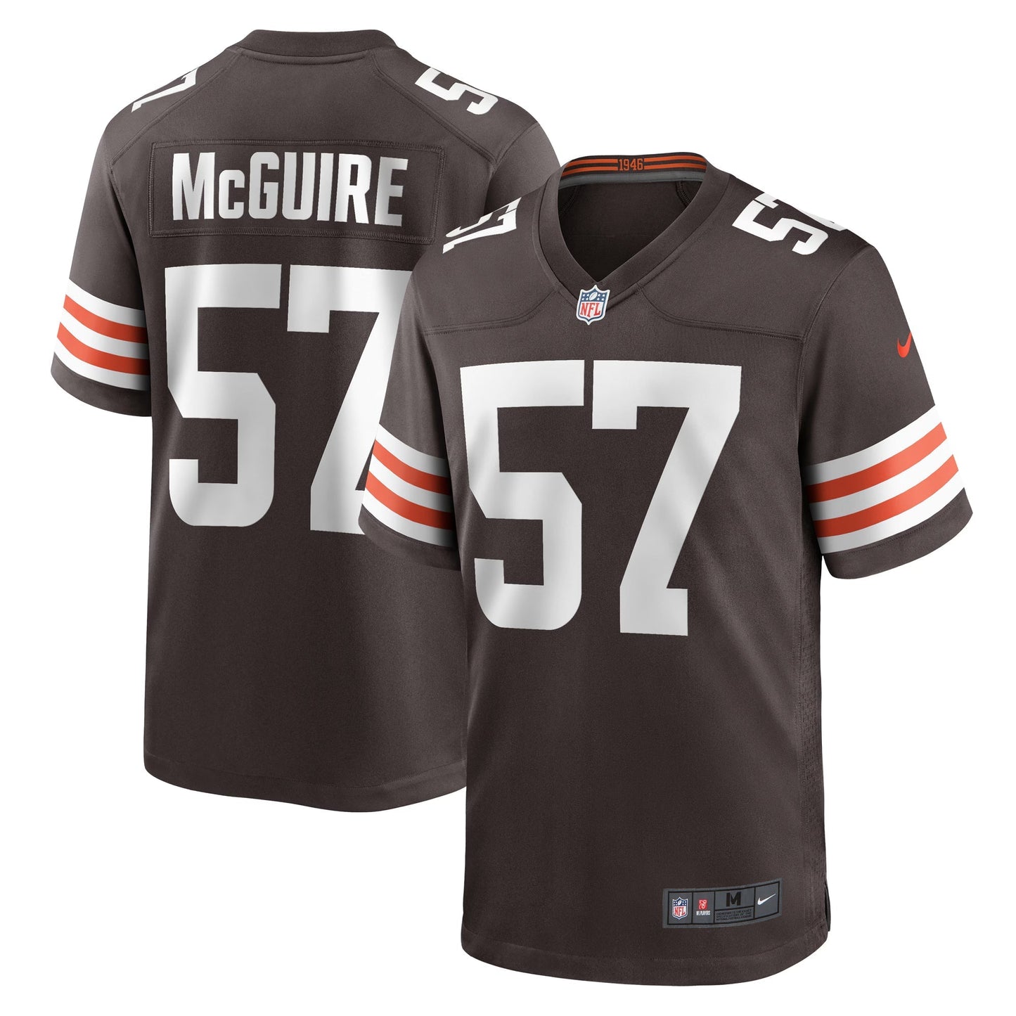 Cleveland Browns Isaiah McGuire Brown Team Game Jersey football jersey product view 1