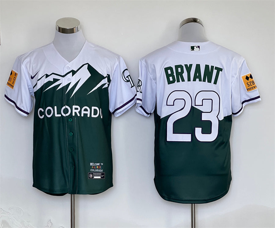 Men's Colorado Rockies Kris Bryant #23 Green City Connect Replica Player Jersey1 basketball jersey product view 1