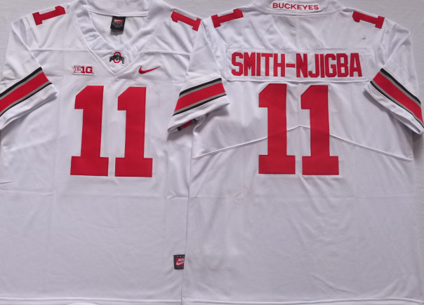 Men's Ohio State Buckeyes Jaxon Smith-Njigba White Player Game Jersey sports jersey product view 1