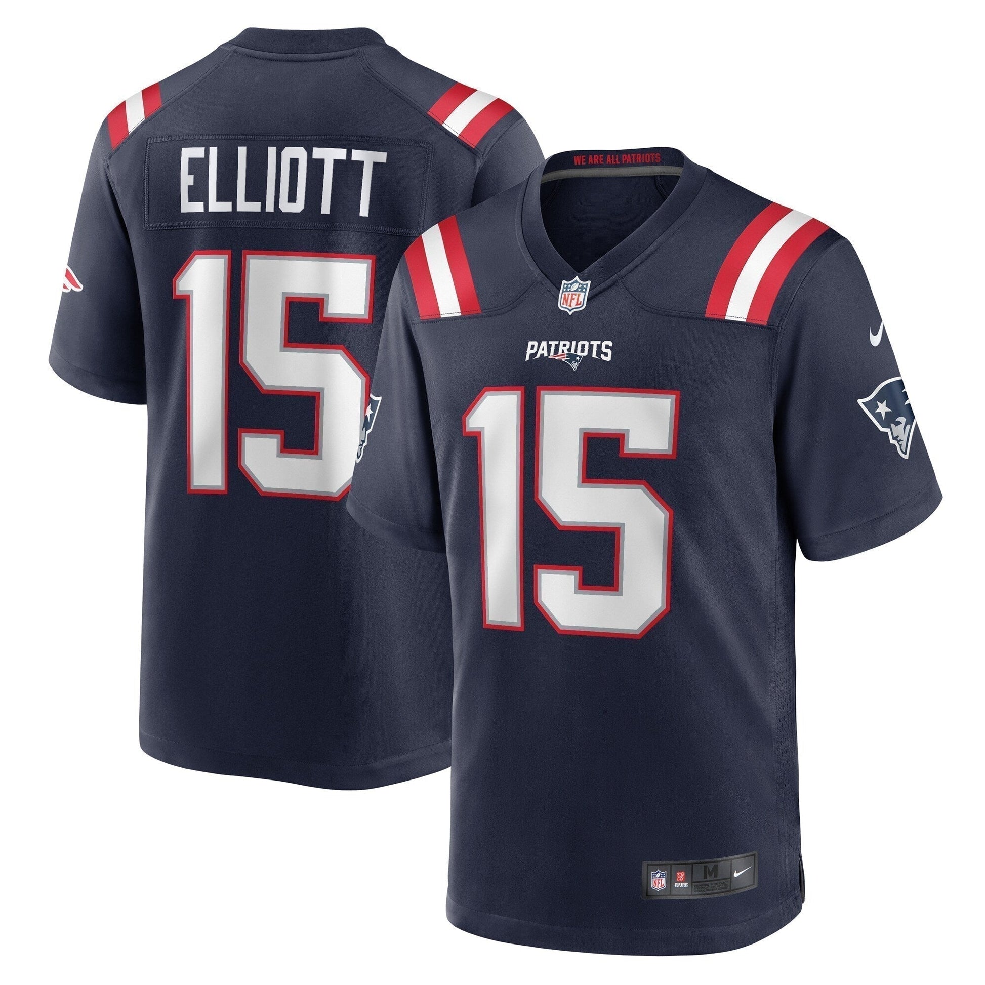 Ezekiel Elliott New England Patriots Game Jersey - Navy football jersey product view 1