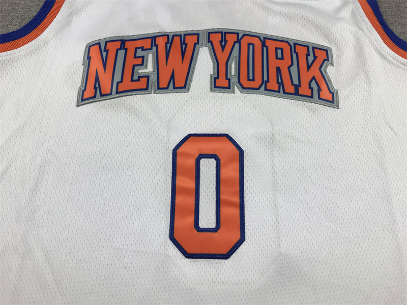 Knicks #0 white jersey basketball jersey product view 3