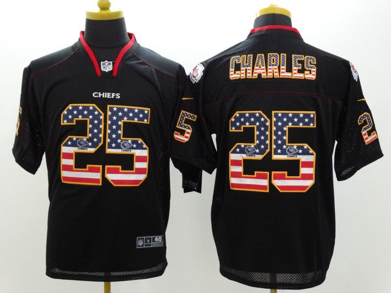 Men's Kansas City Chiefs Jamaal Charles #25 Black Game Jersey1 football jersey product view 1