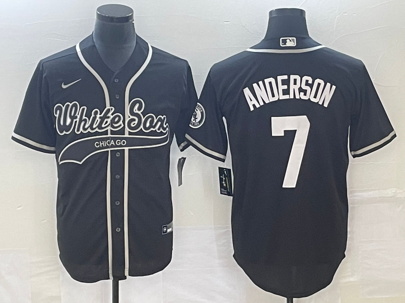 Men's Chicago White Sox Tim Anderson Black Replica Player Jersey Joint Edition baseball jersey product view 1