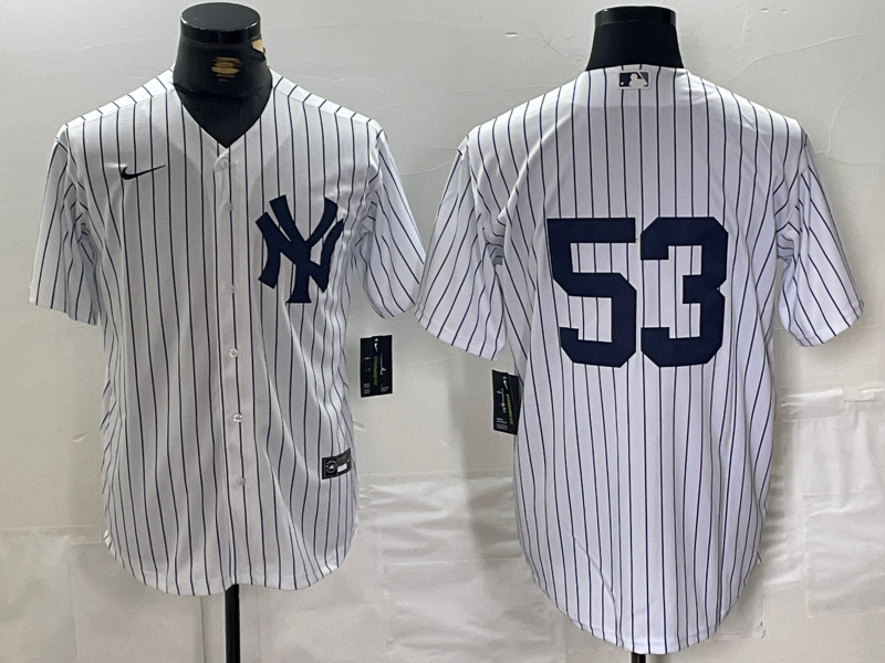 Men's New York Yankees Bobby Abreu #53 White Replica Player Name Jersey baseball jersey product view 1