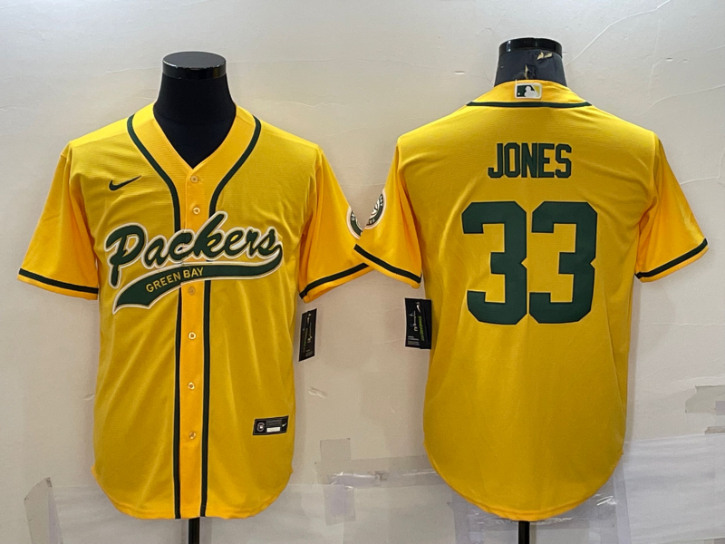 Men's Green Bay Packers Aaron Jones Gold Inverted Team Game Jersey Joint Edition football jersey product view 1
