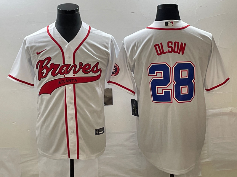 Men's Atlanta Braves Matt Olson #28 White Replica Player Jersey Joint Edition baseball jersey product view 1